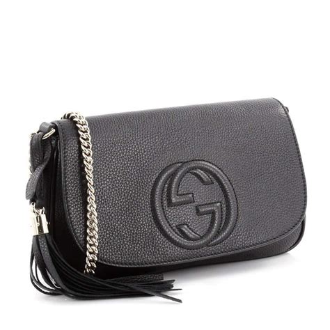 gucci flap bag black|authentic Gucci shoulder bag.